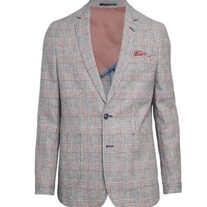 NHP red/rouge plaid  linen blend jacket 38R